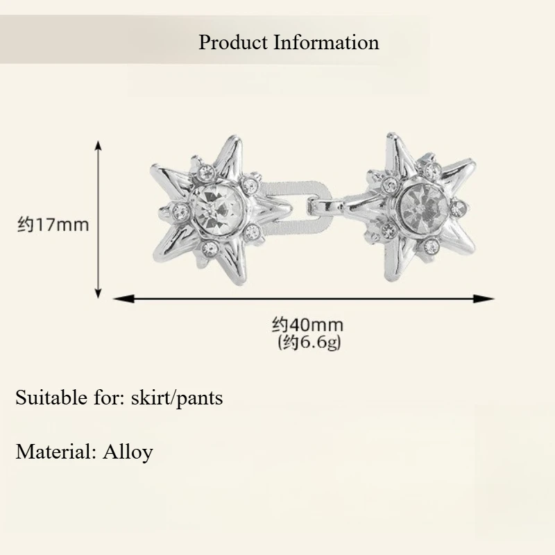 Cristal estrela calças botão apertador fechos ajustável jean ajuste apertar fivelas prata cintura fivela