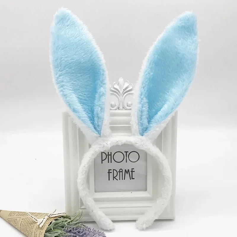 Unisex Plush Rabbit Ear Hair Hoop Bunny Ears Headband Theme Party Stage Performance Headdress Christmas Easter Cosplay Costum