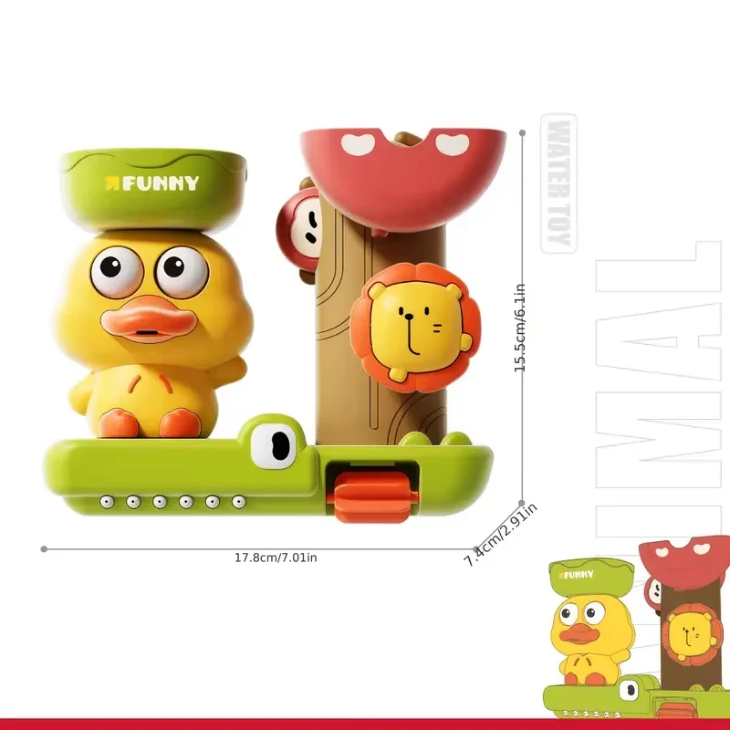 Baby-Badespielzeug für Kinder, interaktives Badespielzeug mit Saugnäpfen, Cartoon-Ente, Wasserspielzeug, Badewannenspielzeug für Jungen und Mädchen, Kleinkinder