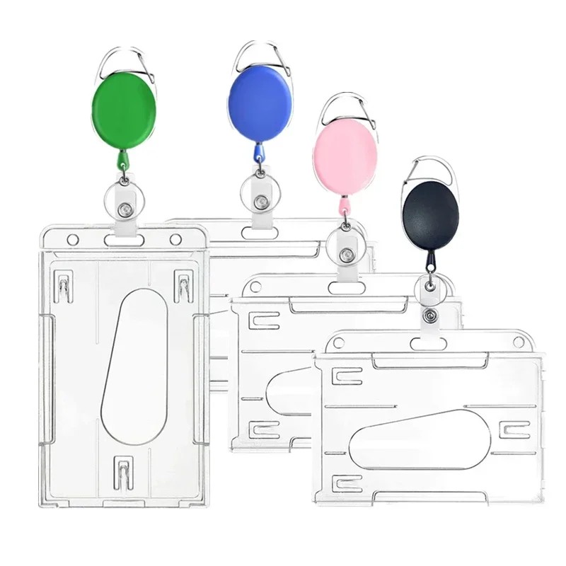 Oval Badge Reel Retractable Zinc Alloy Working Permit Clip Transparent Exhibition ID Card Tag Clips Pass Work Card Holder Reels