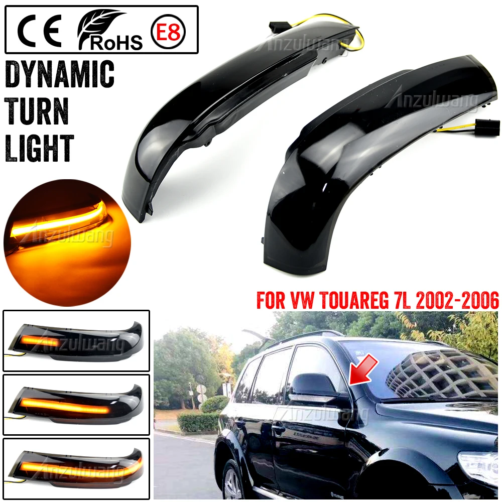2Pcs For VW Touareg 7L 2002-2006 Prefacelift model Dynamic Steering Signal Led Light Rear View Mirror Indicating Flash