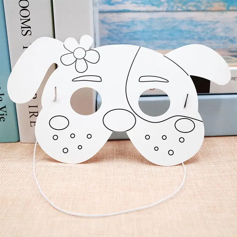 1 set DIY wit embryo-papieren masker gekleurde tekening hondenmasker DIY blanco tekenmasker kinderen graffiti masker kinderen fantasiespel speelgoed