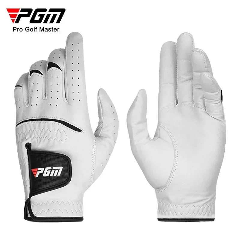 

PGM Men Golf Gloves Kid White Cape Genuine Leather Sport Hand Glove Wear Breathable Skid-proof Single Left Right Handed ST025