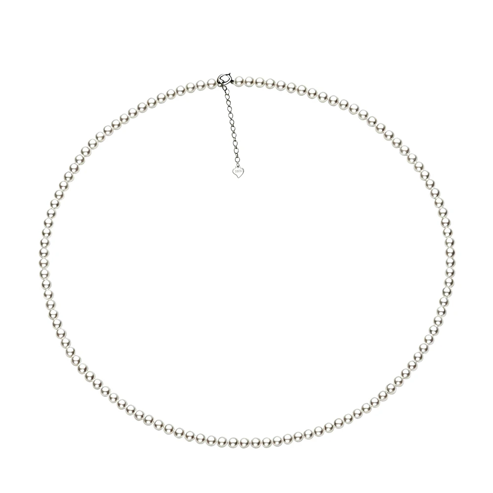Image of 3-4mm Natürliche Süßwasser-Kleinperlenkette für Damen, 925 Silber Runde Perlenketten Ehefrau Mutter Jahrestag Geschenk Weiß