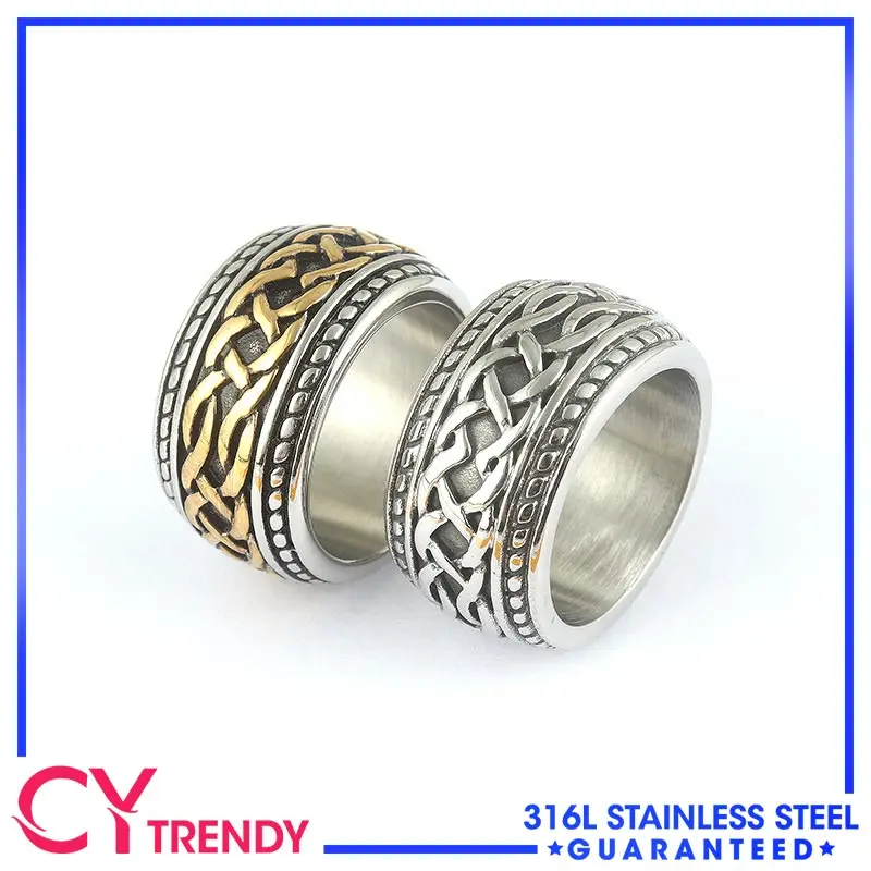 Vintage Men\'s Irish Celtic Love Infinity Knot Stainless Steel Rings Size 8-15