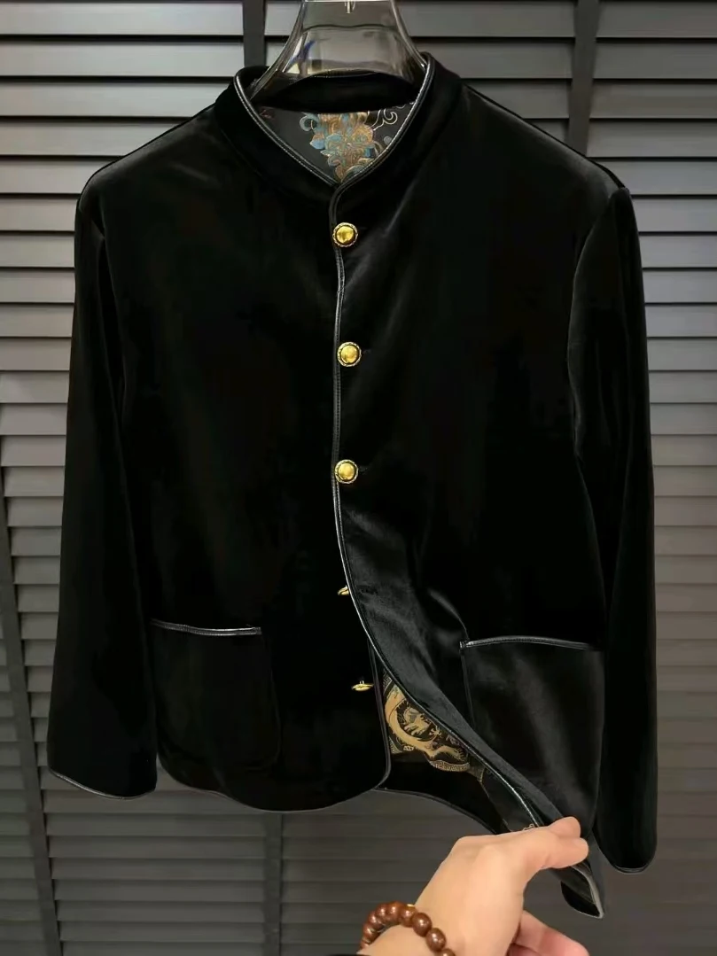 

New Men's Spring Autumn Tang Suit Jaet Faionable Casual Versatile Haome National Trend Button up Chinese Sle Clothing