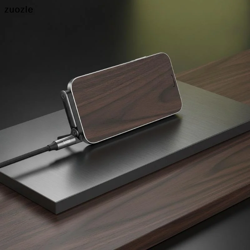 exquisite240W USB C Fast Charging Data Cable Built In Phone Stand Durable Braided Nylon For Mobile Gaming Daily Office Use