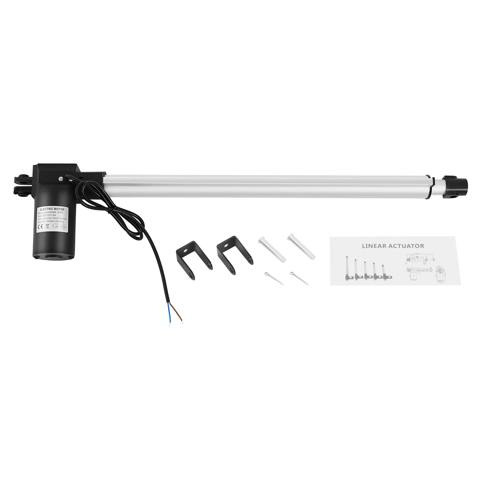 Actionneur linéaire robuste 500 mm 6000 N DC 12 V, moteur de tige de poussée électrique 19,7 pouces 1350 lb pour canapé inclinable et table élévatrice TV, avec supports de montage IP44, levage alternatif silencieux