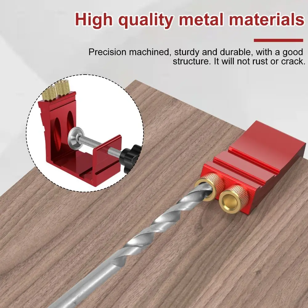 Adjustable Pocket Hole Jig Inclined Hole 15 Degree Angle Joint Locator Pocket Dowel Drill Punch Drill Guide Kit Woodworking
