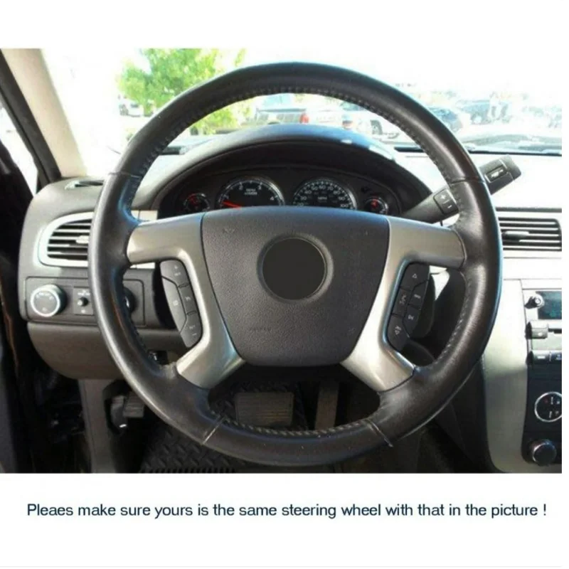 Wood-Grain leather Steering Wheel Cover for Chevrolet 2008-2013 Silverado 1500 2500 3500 Tahoe 2007-2014 Suburban Avalanche 1500