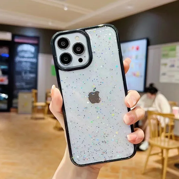 Glitter Star Phone Case For IPhone 16 Pro Max 15 14 13 12 11 XR XS 7 8 Plus SE2/SE3 Clear Soft Silicone Cover