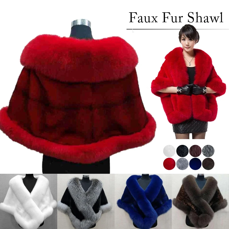 Imitation Mink Fox Fur Cape Socialite Bride Cape Banquet Wedding Dress Accessories Winter Thickening Warm Solid Color Cape