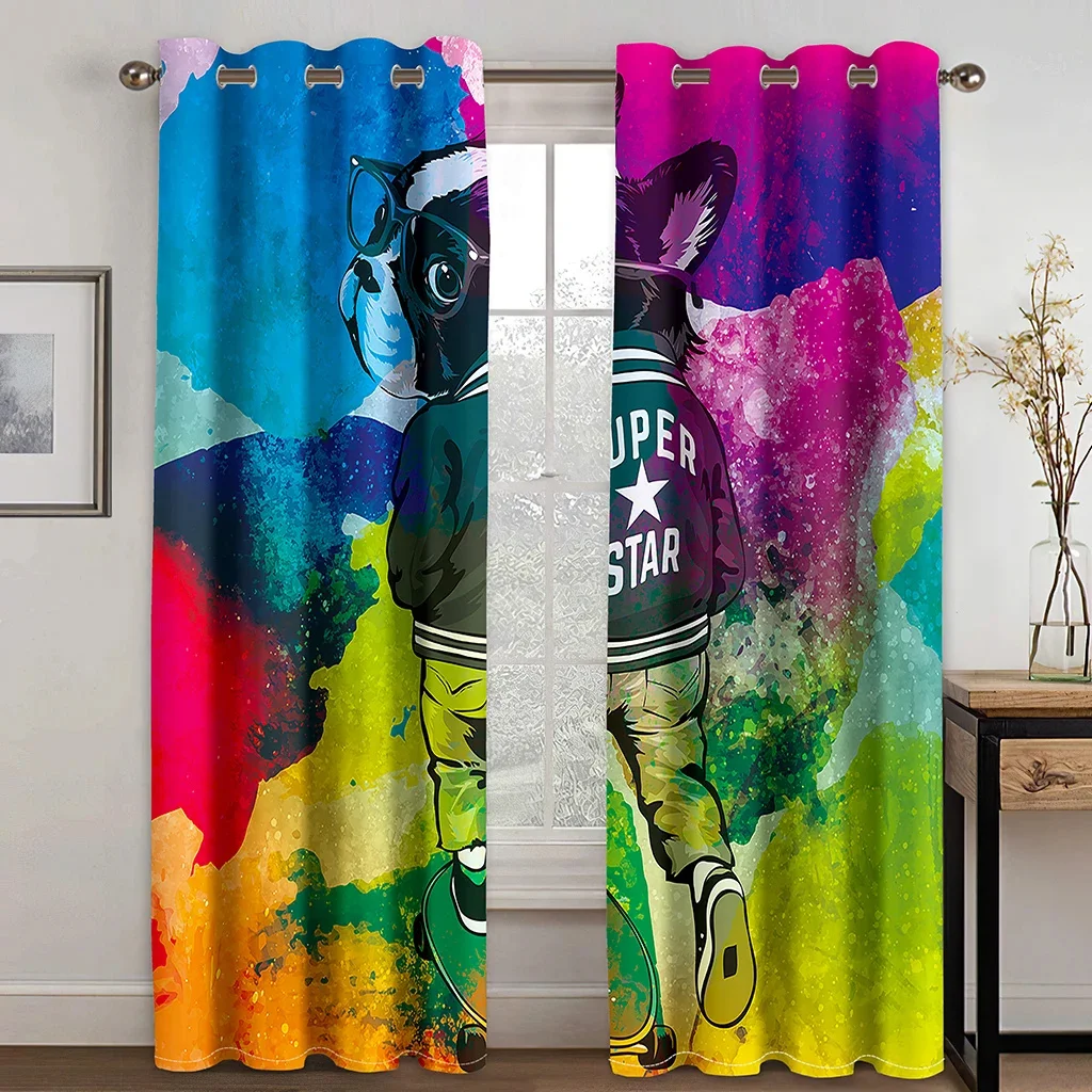 Cool Skateboard Boy Graffiti 3D Curtains 2 Panels Modern Street Art Window Drapes Living Room Bedroom Teen Room Decor