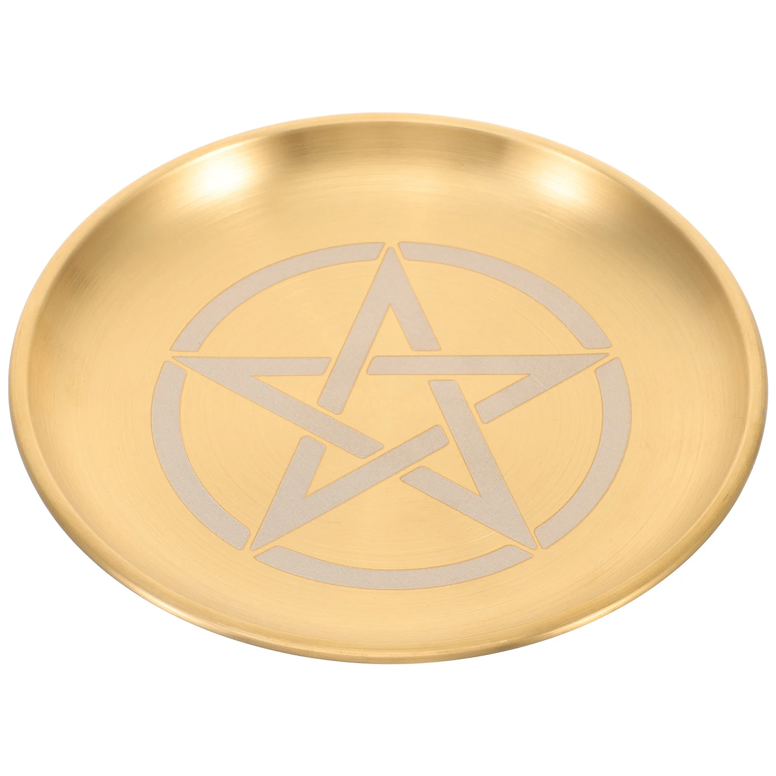 Gold Plate Altar Decoration Metal Tray Holder Stick Scented Stainless Steel Pentagram Candles