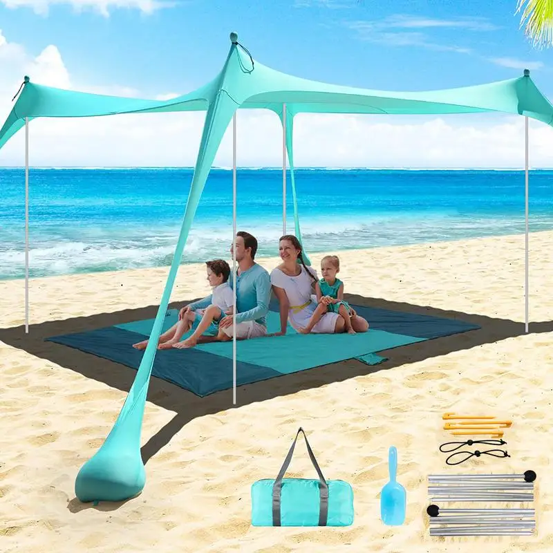 

Family Beach Canopy Large Sun Shade Tent lightweight Waterproof UV Resistant Patio Awning For Outdoor Garden Camping Picnics