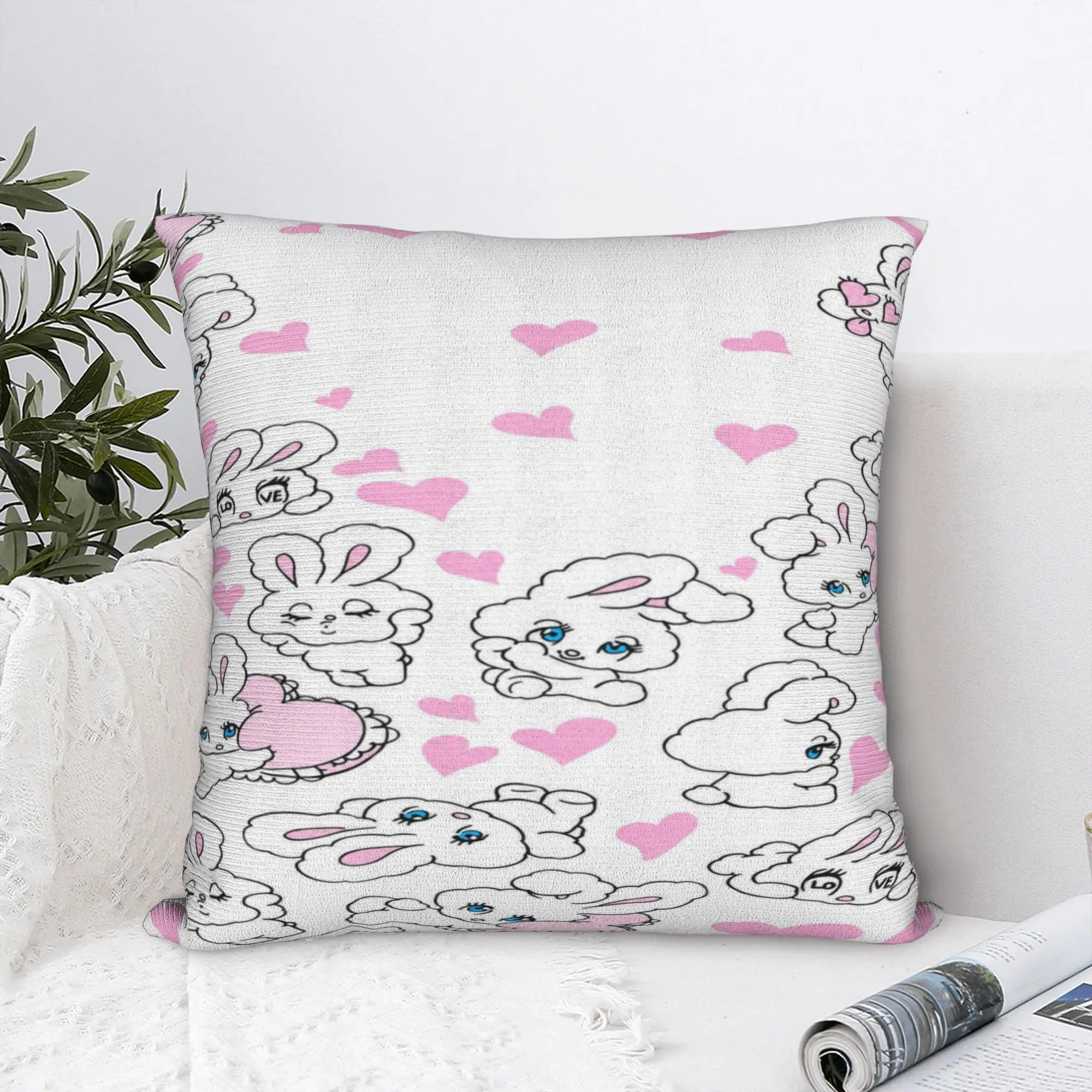Stylish Car Esther Bunny cartoon rabbit Decorations Pillowcase Accessories  Pillow Covers Square Multi-Size