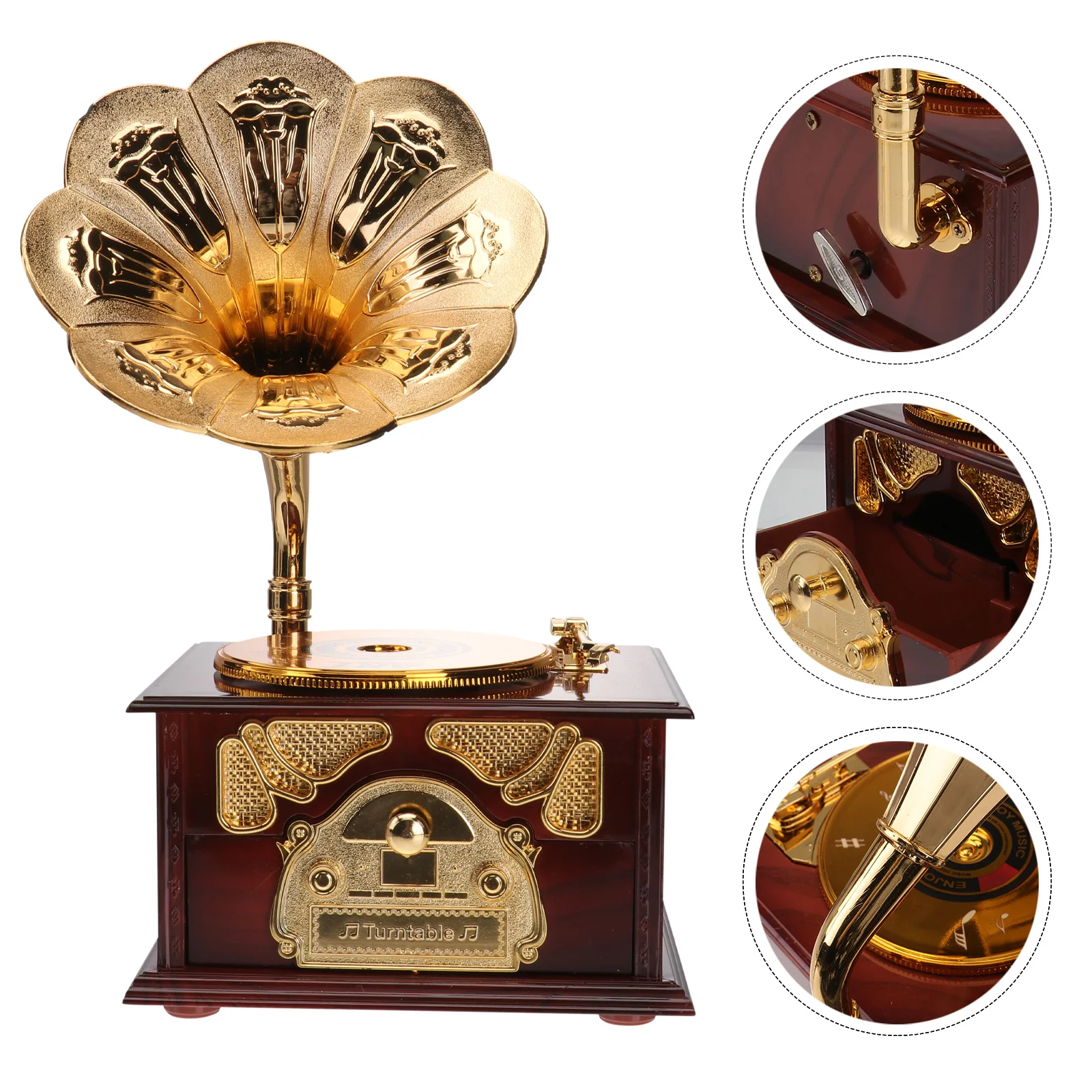 

1Pcs Vintage Music Box Creative Retro Design Smooth Finish Multi Purpose Storage Decorative Ornament for Home Office Romantic