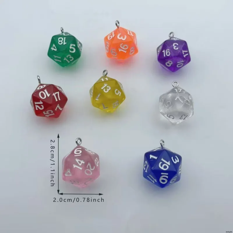 10PCS transparent resin multi-faceted digital dice sieve pendant jewelry DIY bag hanging keychain accessories image 6
