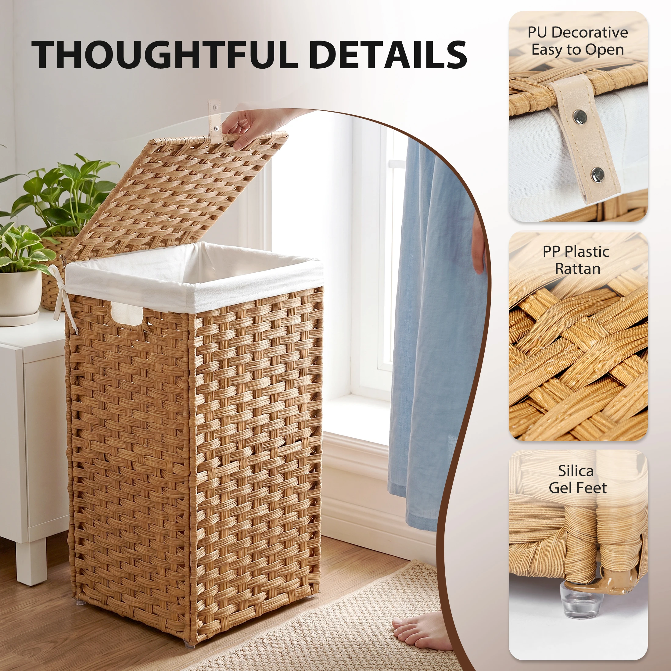 MCQ 65L Laundry Basket with Li - đánh giá và giá Rattan Plant Basket