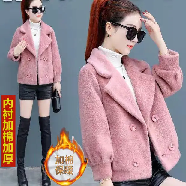 Spring Autumn Imitate Mink Velvet Short Wool Women\'s Coat New Popularity Imitate Golden Mink Velvet Hair Woolen Overcoat Women