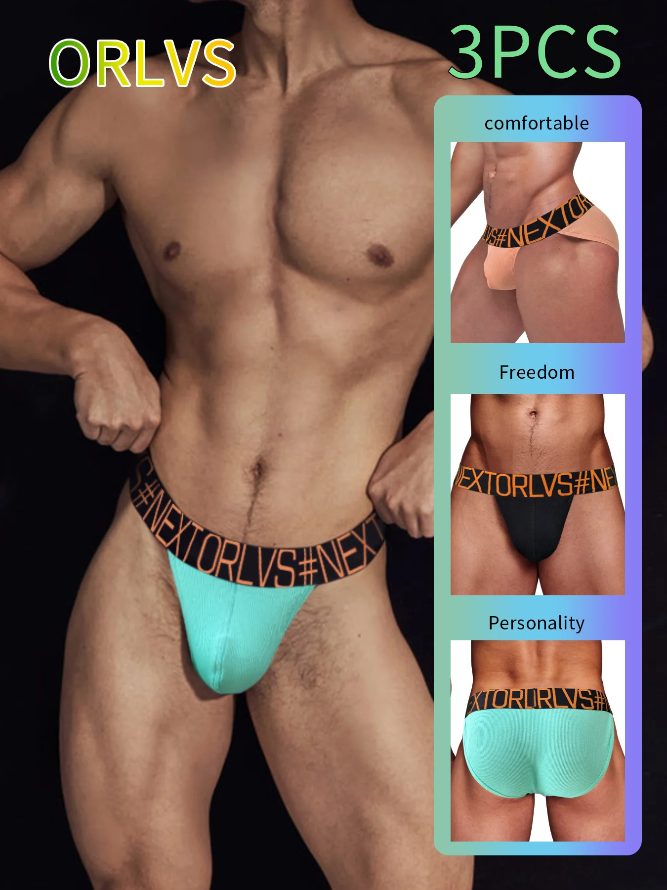 

3pcs-Men's Performance Briefs: Anti-Chafe High-Cut, Comfortable Cotton Low-Rise Fit. Enhances Physique.