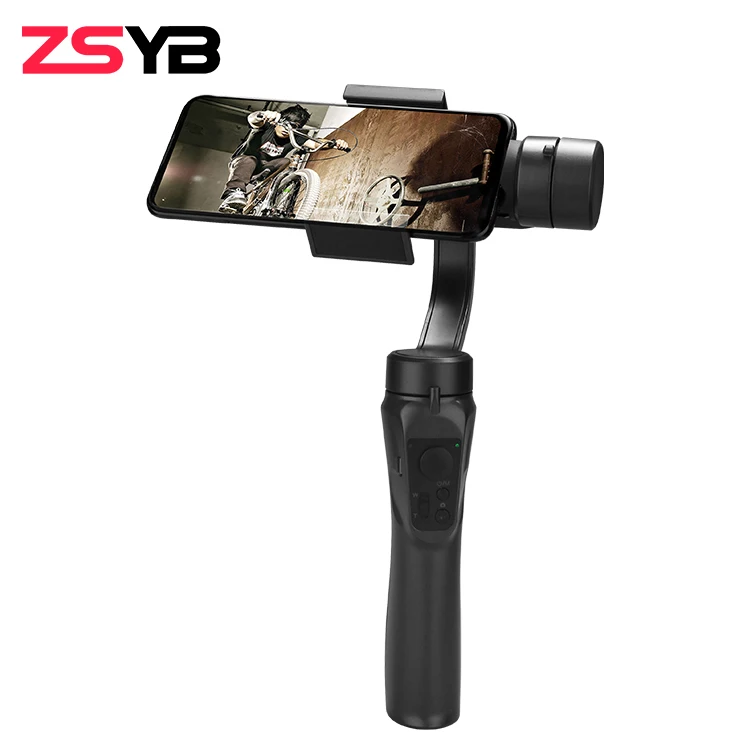 ZSYB Long Working Time Black Housing Face Tracking APP Control ABS 3-Axis Handheld Gimbal Stabilizer For Smart Phone