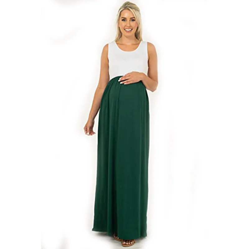 Nuovi abiti Casual estivi per donne incinte Premama Contrast Color Beachwear Maxi Dress abito premaman gravidanza abbigliamento donna