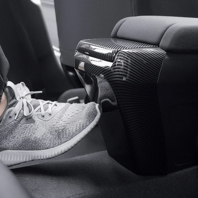 A30P-Carbon Fiber Car Rear Armrest Box Anti-Kick Plate Armrest Panel Trim Cover For Honda Civic 10Th 2016-2019 Armrest Box Anti-
