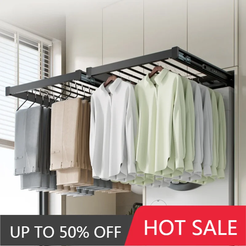 Retractable Drying Rack Pull-out Adjustable Clothes Horse Space Saving Clothes Hanger Balcony Invisible Storage Laundry Racks