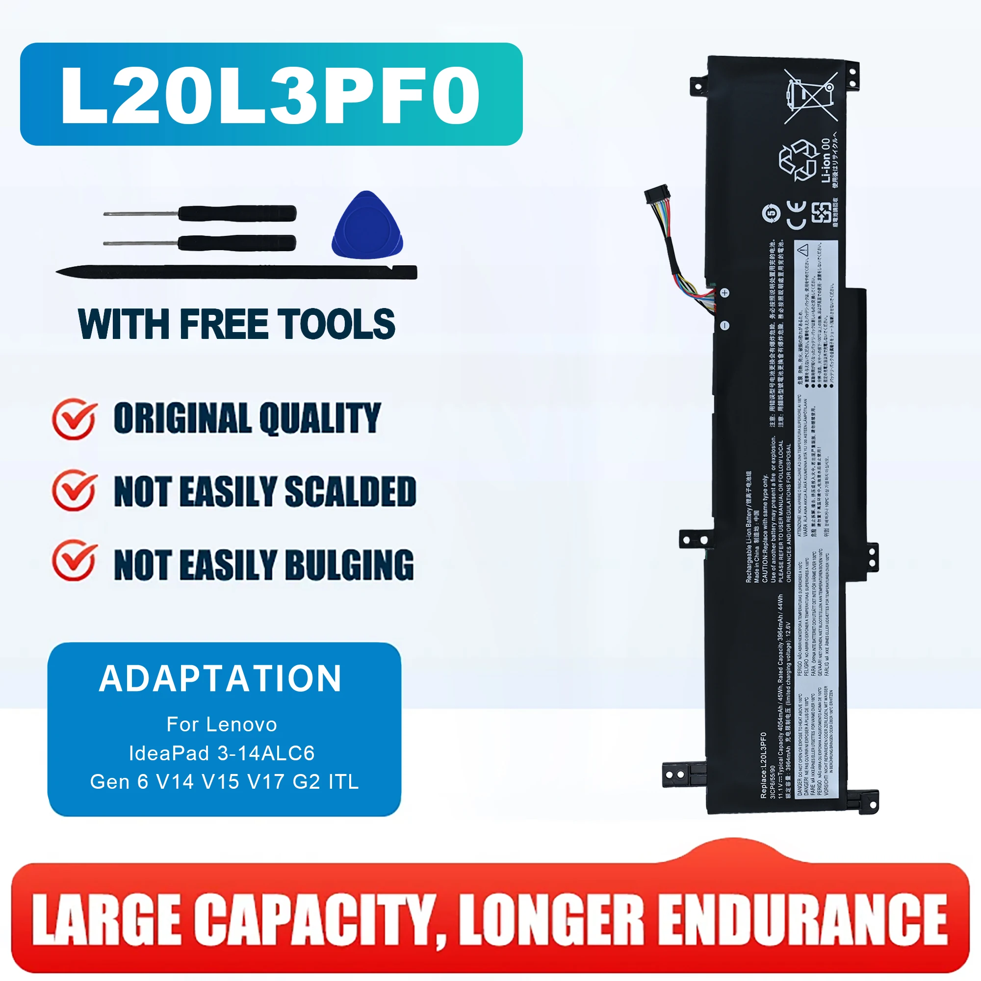 L20L2PF0 L20M2PF0 L20C2PF0 L20B2PF0 L20L3PF0 L20C3PF0 Laptop battery For Lenovo IdeaPad 3-14ALC6 Gen 6 V14 V15 V17 G2 ITL