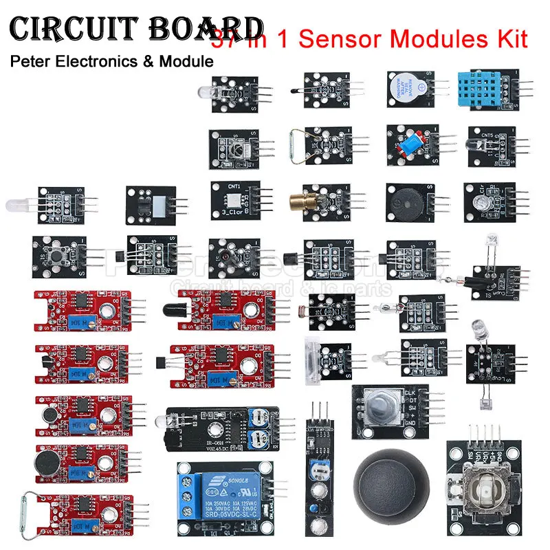 For Arduino 45 in 1 Sensors Modules Starter Kit Better than 37in1 Sensor Kit 37 in 1 Sensor Kit UNO R3 MEGA2560 FreeShipping