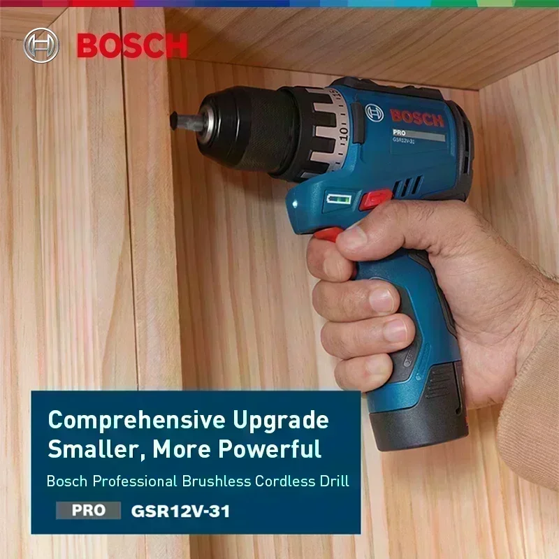 BOSCH GSR12V-31 Cordless Electric Drill Driver Rechargeable Screwdriver Kit High Torque Dual Speed Multifunctional Power Tool