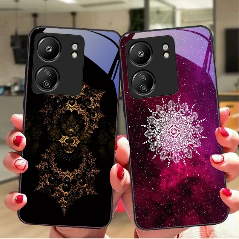 

Luminous Black Lotus For Xiaomi Redmi 13C Note13 12 Pro Plus 5G Note 9 13T Pro POCO X6 F5 F6 Black Tempered Glass Phone Case