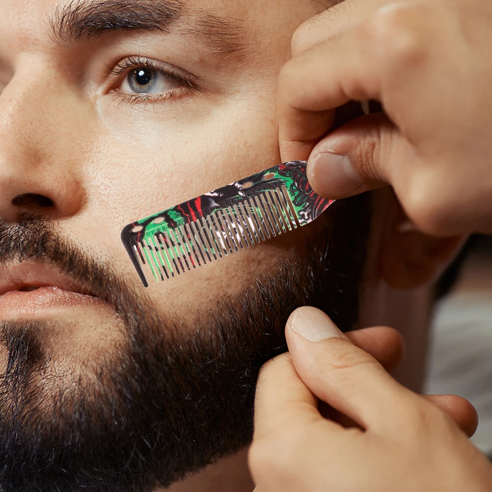 Pente dupla face com cabeça de óleo, escova de cabelo em forma de barba, pentes de uso duplo, barbeiro profissional, escova de limpeza de cabelo quebrado, acessórios