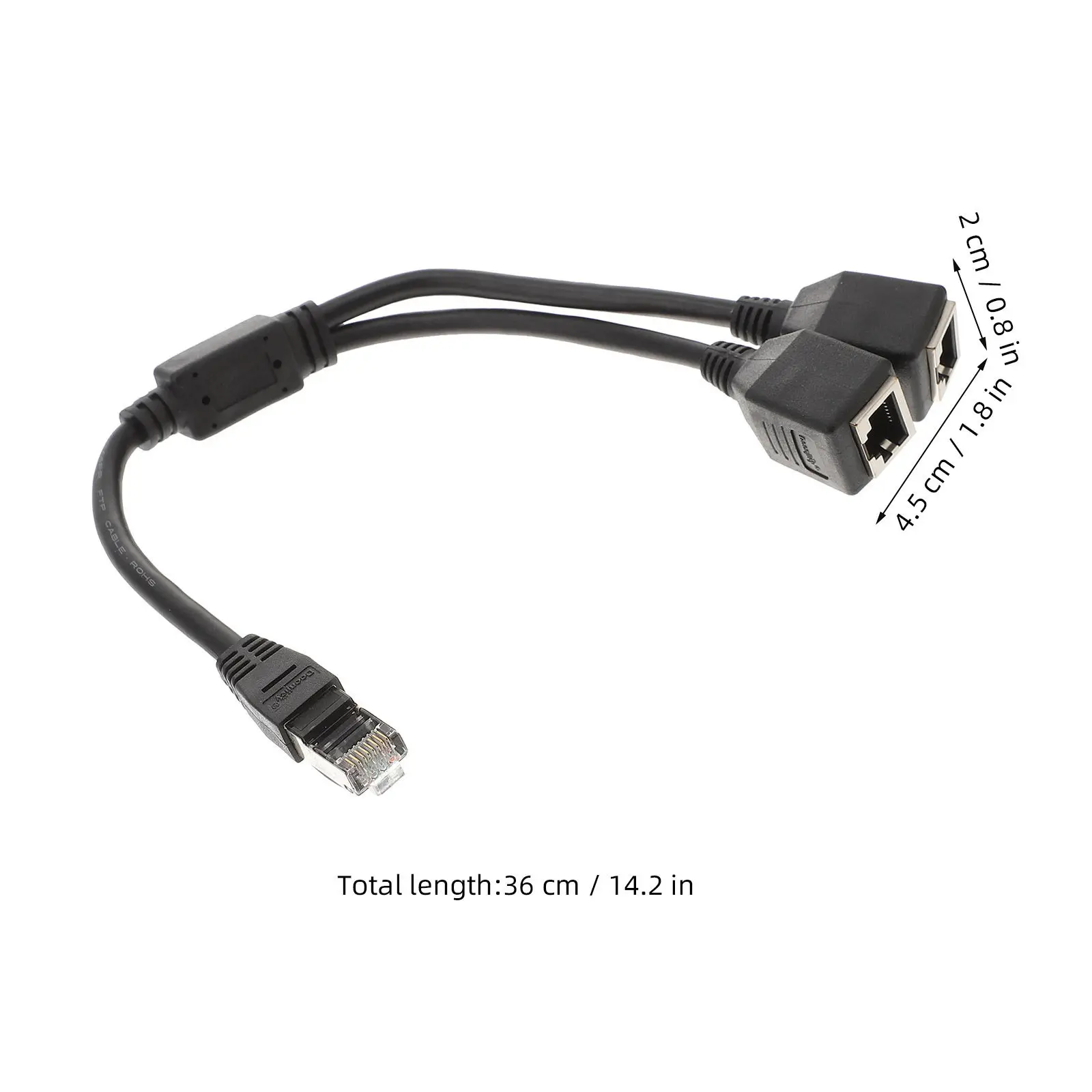 1Pcs Network Adapter Cable Black Rj45 Ethernet Cable Splitter 1 Male 2 Female Network Plug High Quality Signal Transmission