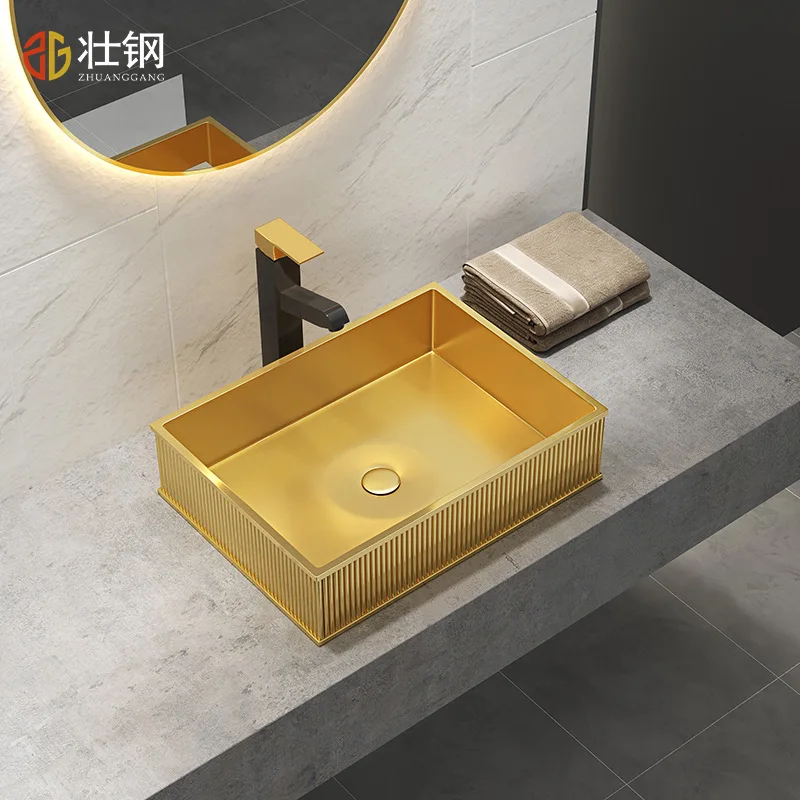 Top Quality Modern Wash basin SUS304 Stainless steel 500*370*130mm Washbasin Fashion countertop hand basin,Gold,Black,Rose gold