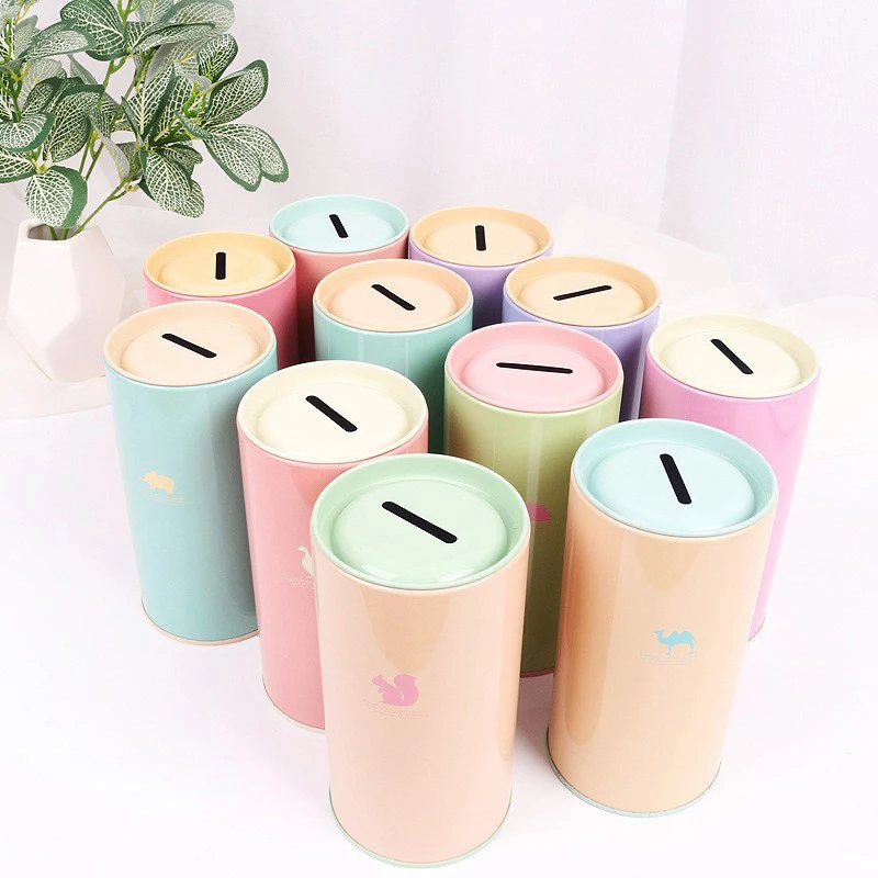 1 قطعة صفيح جولة الحيوان حصالة على شكل حيوان اللون أصبع البنك المعادن عملة صندوق ديكور المنزل حصالة