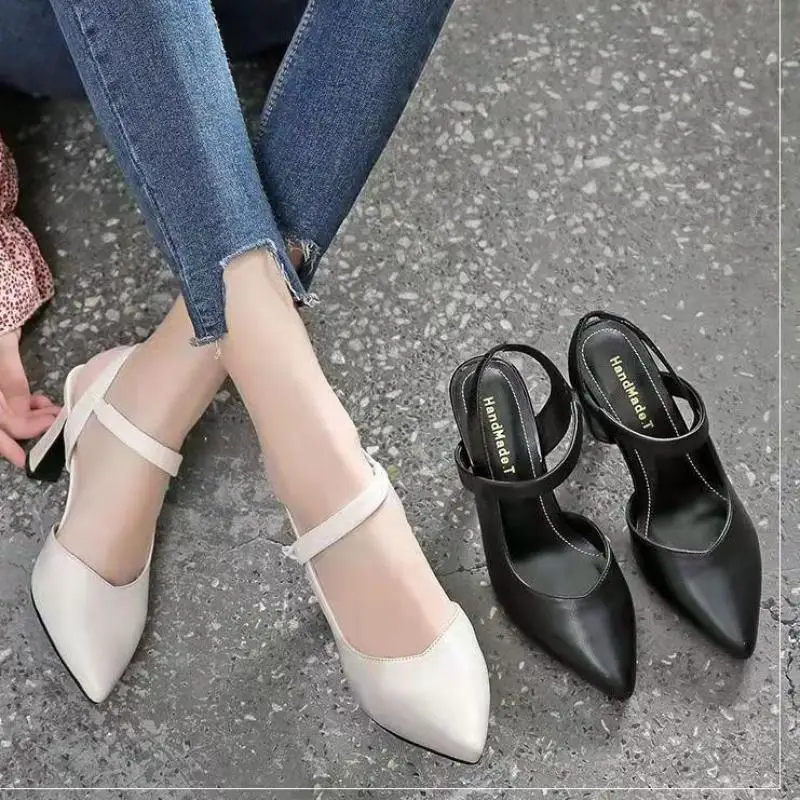 34-42 النساء صنادل كعب عالٍ الربيع الصيف مضخات منصة حذاء من الجلد السيدات أشار تو مكتب العمل المصارع الصلبة الأحذية #5