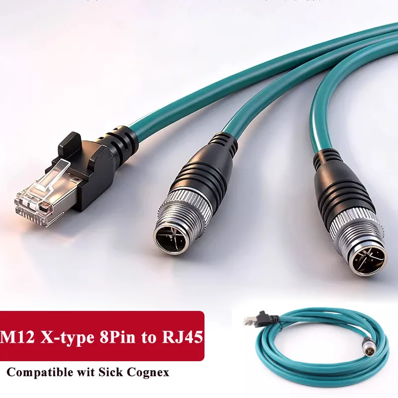M12 8Pin X-type to RJ45 Industrial Ethernet Cable Compatible With Sick Cognex CCB-84901-2001-05 Coding Line M12 Male to RJ45 Wir