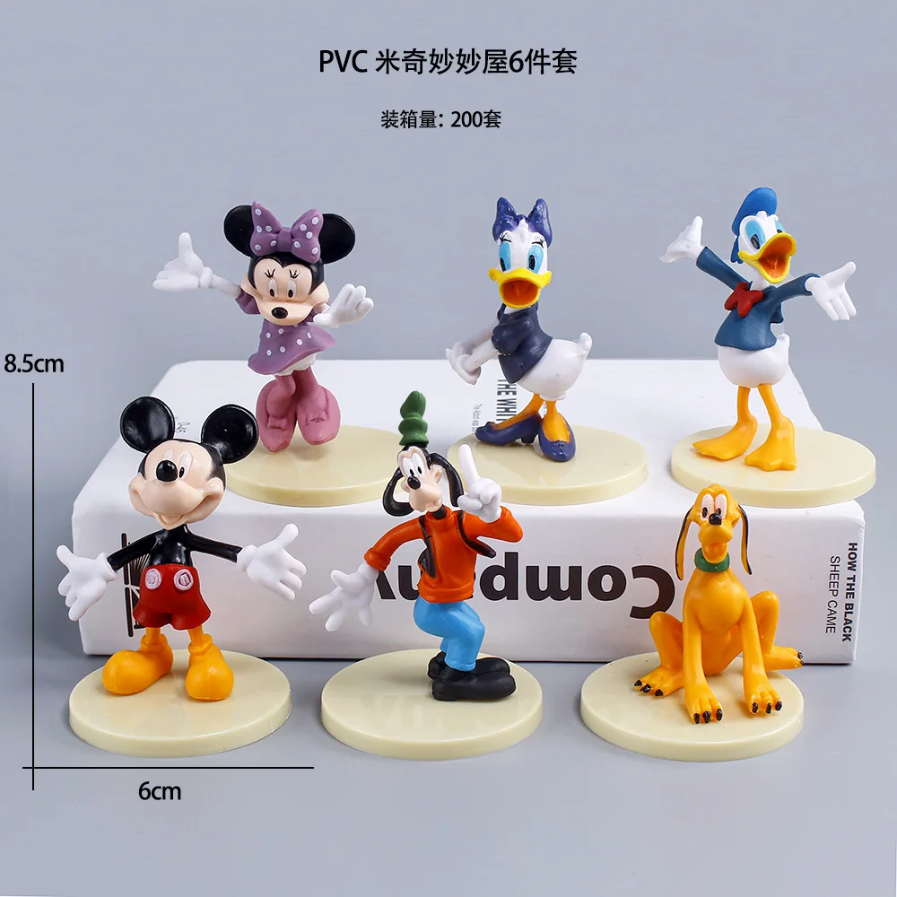 6Pcs/Set Hot Anime Disney Mickey Mouse Figures PVC Minnie Donald Duck Goofy Figurines GK Model Toys Kids Friends Charm Xmas Gift