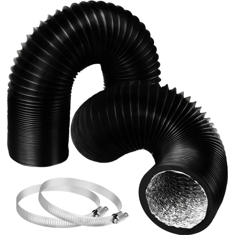 Flexible Aluminum Ducting Hose 4/6 Inch Dryer Vent Hose Duty Insulated Air Duct Pipe with Clamps for HVAC Ventilation Exhaust