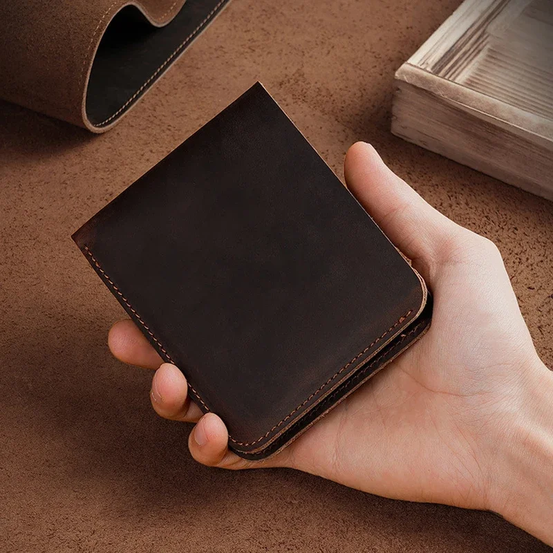 Genuine Leather Wallet for Men Large Capacity Convenient Bank Card Holder Daily Travel Small Purse Dropshipping Wholesale
