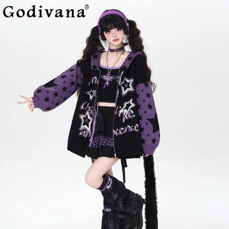 

Original Hooded Design Cardigan for Women Japanese Style Casual Sweater Jacket Female Long Sleeve Lolita Zipper Cardigan