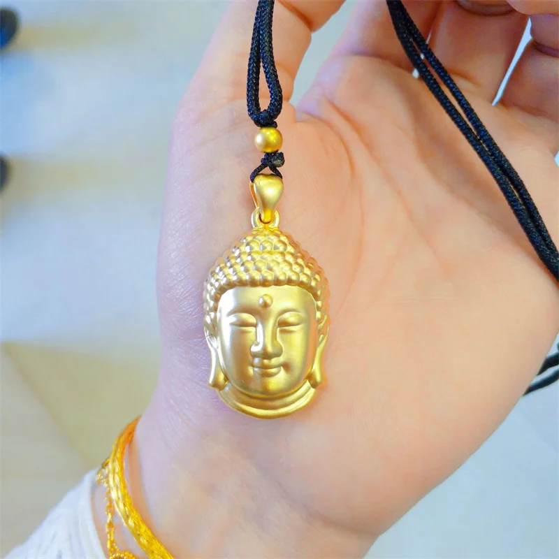 

Blessing Amitabha Buddha Pendant For Women Jewelry Lucky Lotus Gold Bead Necklace Men Choker Accessories