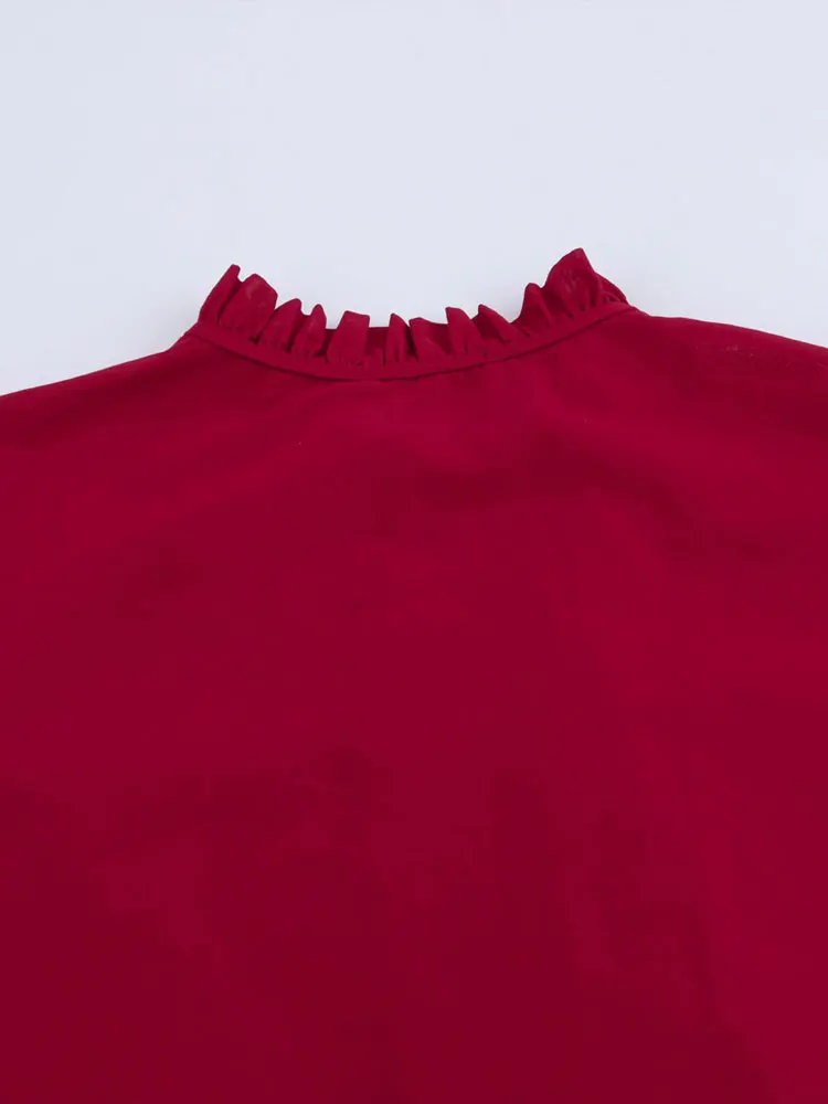 Camicette da donna con ricamo floreale alla moda, maniche lunghe, bottoni sul davanti, camicie da donna, top chic