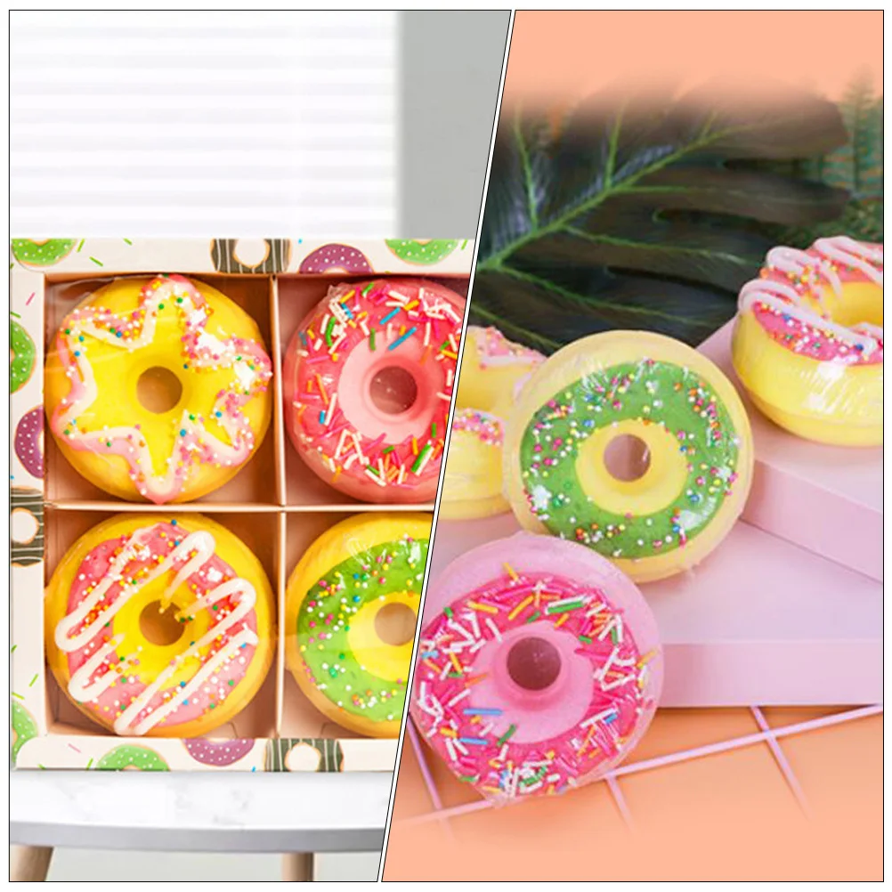 4 palline di sale da bagno a forma di ciambella, spa gorgogliante, per la pelle morbida, per bambini, viaggi, casa, hotel, uso a bolle