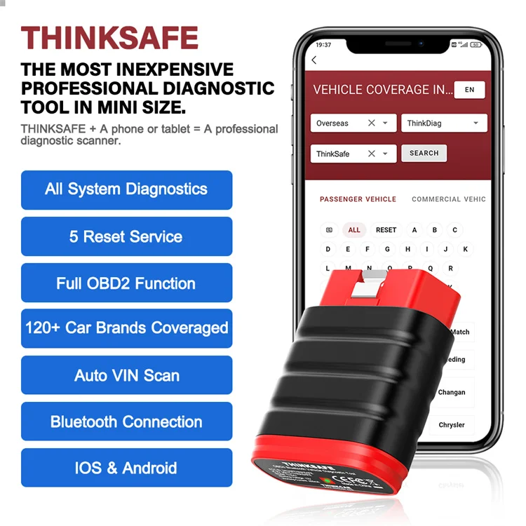 2022 THINKCAR Thinksafe OBD2 Full System Diagnostics Oil Maintenance Electronic Handbrake Reset