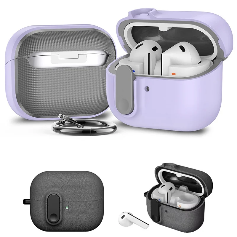 Secure Lock Protective Case For Samsung Galaxy Buds 3 Pro With Keychain Shockproof Earphone Cover For Samsung Buds 3 Accessories
