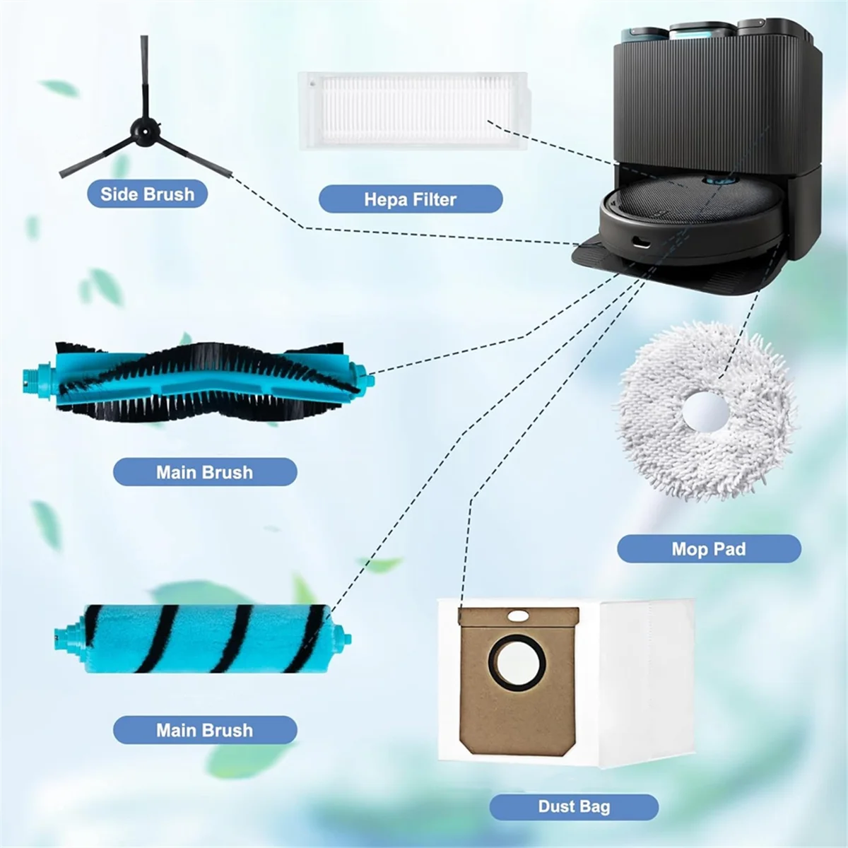 Для робота-пылесоса Cecotec Conga 11090, основная боковая щетка, фильтр Hepa, швабра, тканевые запасные части, аксессуары