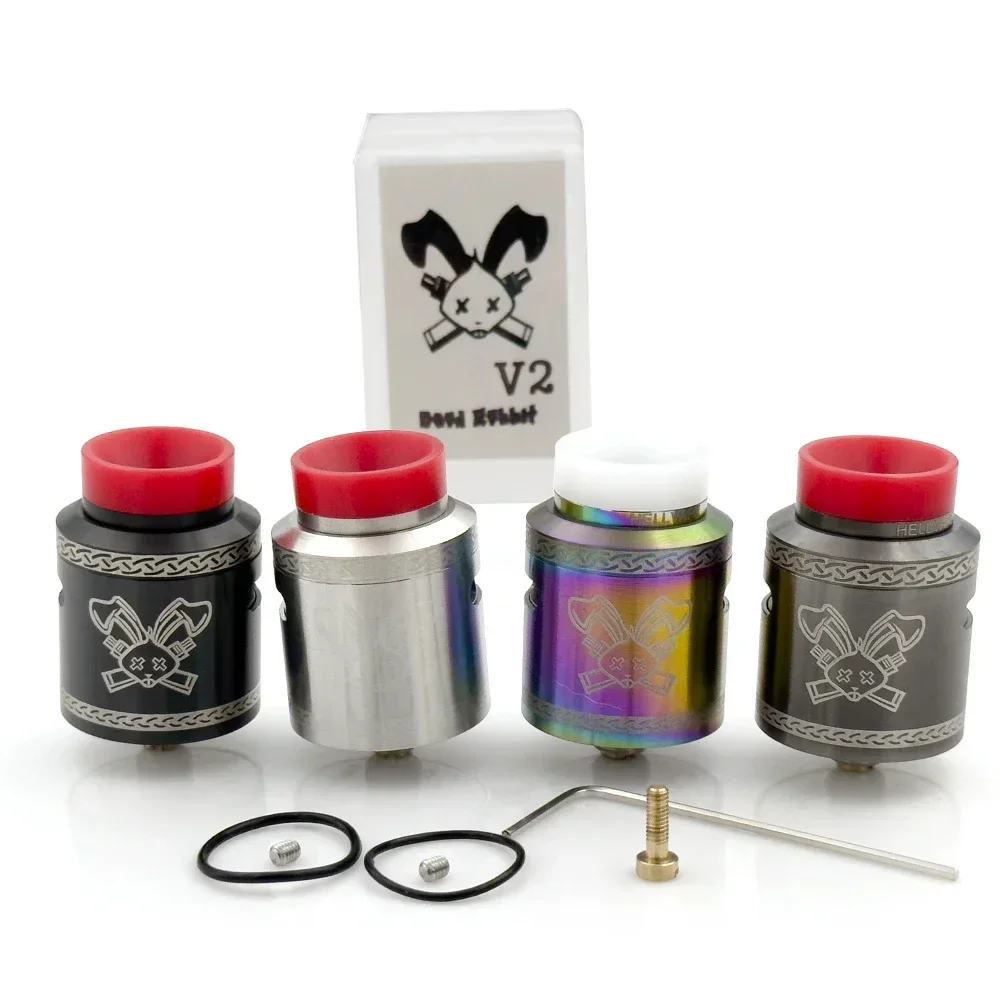 RunVape Dead Rabbit V2 RDA Atomizer Tank 24mm Conical Top Cap BF Squonk Capable Fit 510 Box Mod